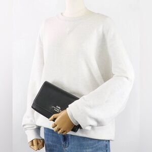 COACH Flap Clutch Crossbody CP034 SV/BK (Black) Bag